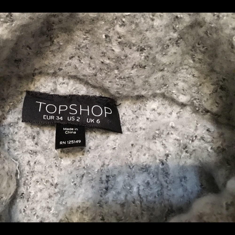 TOPSHOP gray red SOFT turtleneck SWEATER size XS/S - Picture 4 of 6
